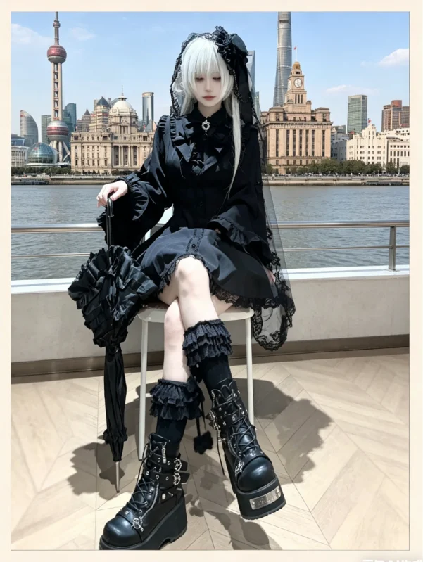 

Lolita Suit Mass Production Series Spring Autumn Women's 2 Piece Sets Japanese Style Long Sleeve Dress and Shorts Set Femme