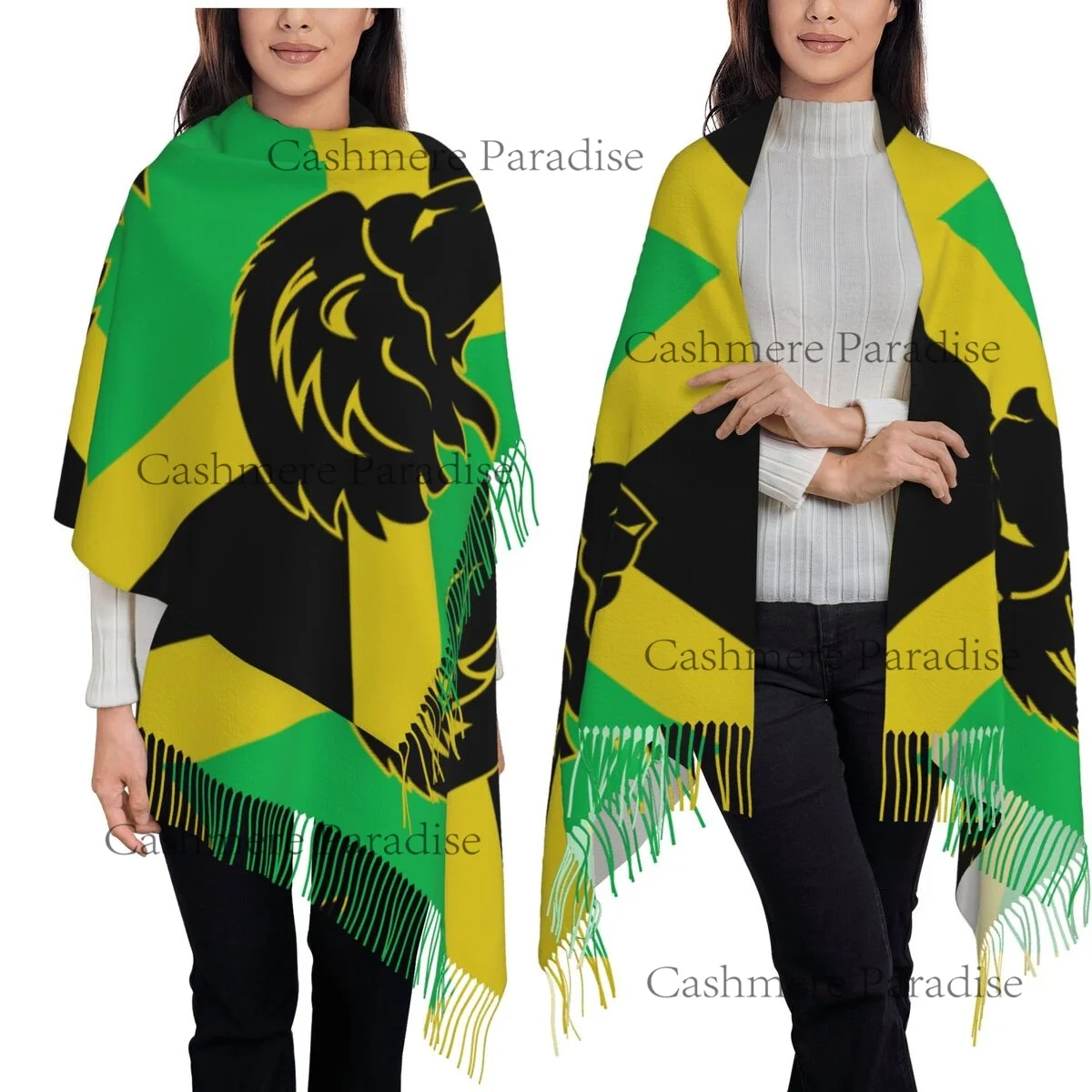 

Флаг Ямайки, голова льва, теплые шали, Wrpas для мужчин и женщин, большие шарфы на заказ, зимние роскошные брендовые шарфы