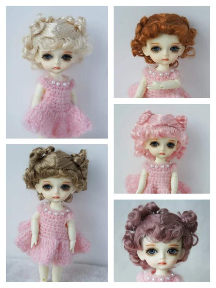 JD048 1/12 1/8 1/6 1/4 1/3 Classical Twins Mini Pony Curly BJD Wigs Tiny OB11 YOSD MSD SD Blythe Hair Cheap  Doll  Accessories