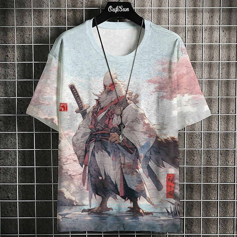 3D Ukiyo-E Animal Print Men's T-Shirt Summer Casual Oversized Short Sleeve T Shirt for Men Fashion Man Clothing 2024 Vintage Tee image 5