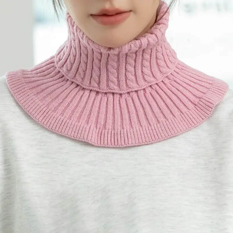

652F Flexible Winter Neck Warmer With Knit Texture Cold Protections Knitted Turtleneck For Skiing Hiking Commuting Activity