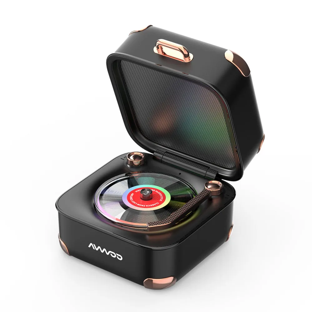 Mini Retro Bluetooth Speaker Portable Treasure Box Shape Home Audio Colorful Lights Gift Nostalgia