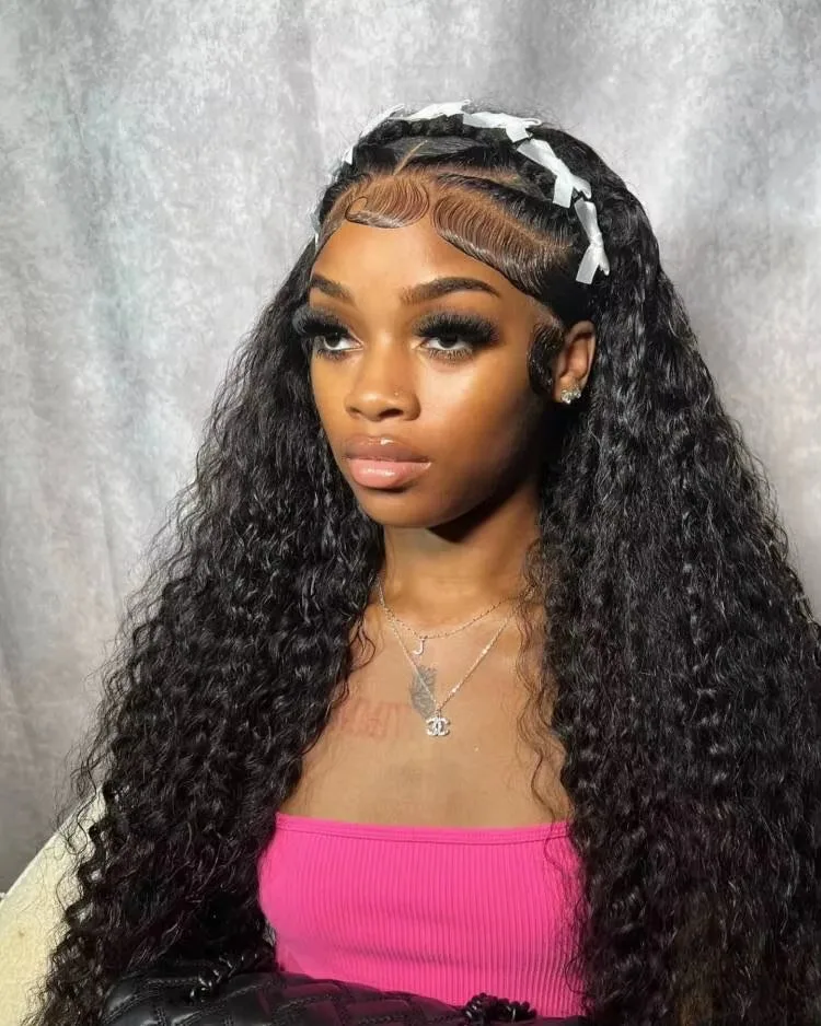 250% vorgeschnittene Loose Deep Wave Frontal Perücken 7x5 13x4, kleberlose Echthaarperücke, sofort tragbar, 13x4 13x6 Water Curly HD Lace Front Perücken, vorgezupft, 30-36 Zoll, unbehandelte Echthaarperücken für Frauen, gebleichte Knoten, im Angebot. – Detail 15