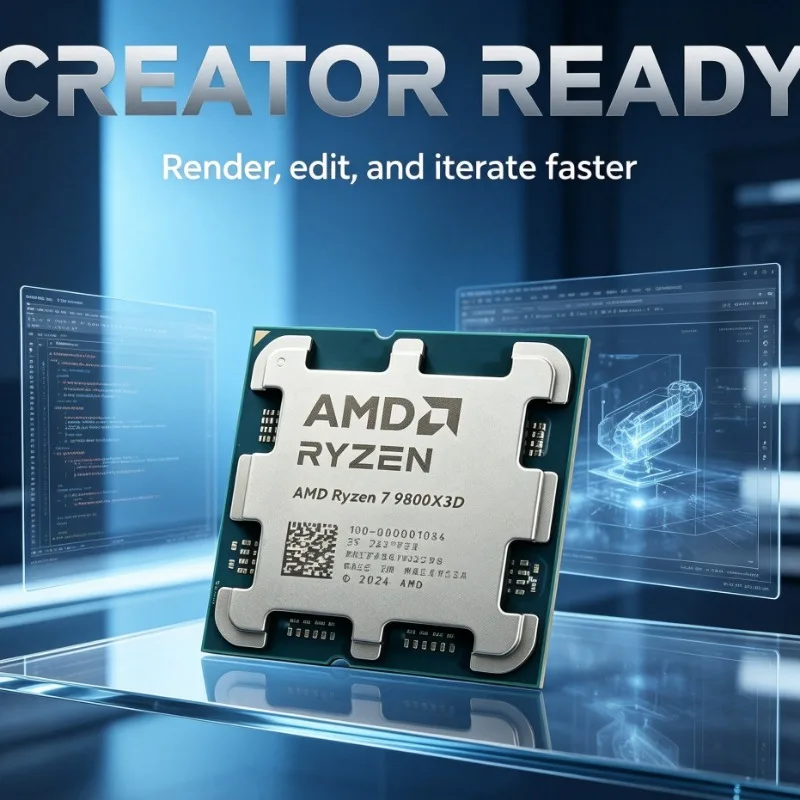 AMD Ryzen 7 9800X3D High Performance Gaming CPU 8‑Core 16‑Thread 4.7GHz 96M L3 Cache AM5 DDR5 4NM 120W No Fan