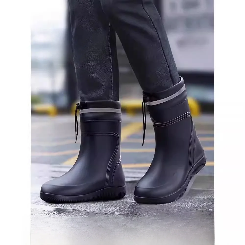 

Men's Rain Boots Silicone Anti-slip Waterproof Thickened Odor-resistant Long Tube Adult Gel Shoes Boots Water Shoes
