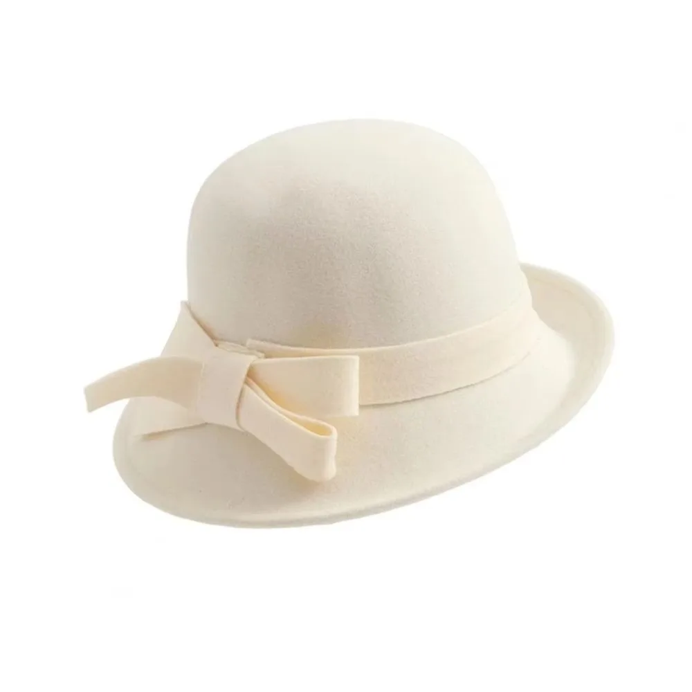 

Vintage Felt Wool Bucket Hat French Style Flat-top Panama Hat Cloche Fedora Cap Hepburn Style Mourning Cap Wedding
