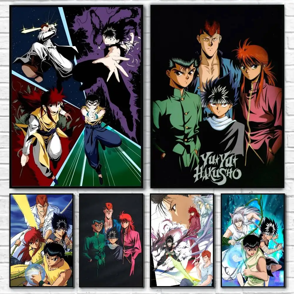 

1 шт. аниме-постер Y-YuYu H-Hakusho, HD-печать, винтажный настенный декор для дома и кабинета