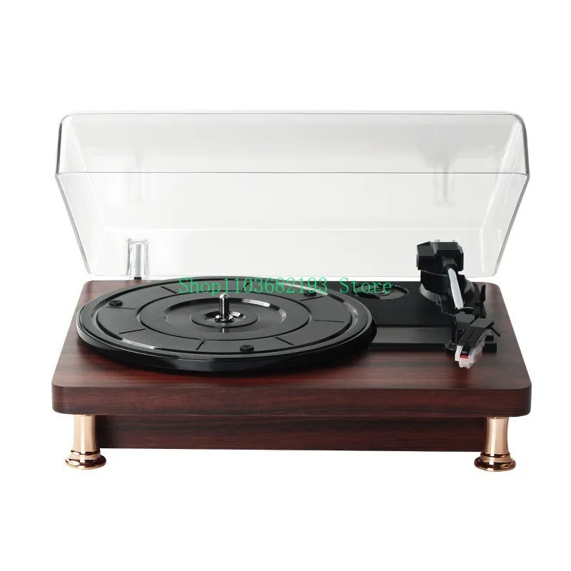 Vinyl Record Player Retro Mahogany Texture Phonograph Bluetooth Gift Decoration Ornament Classical Speaker