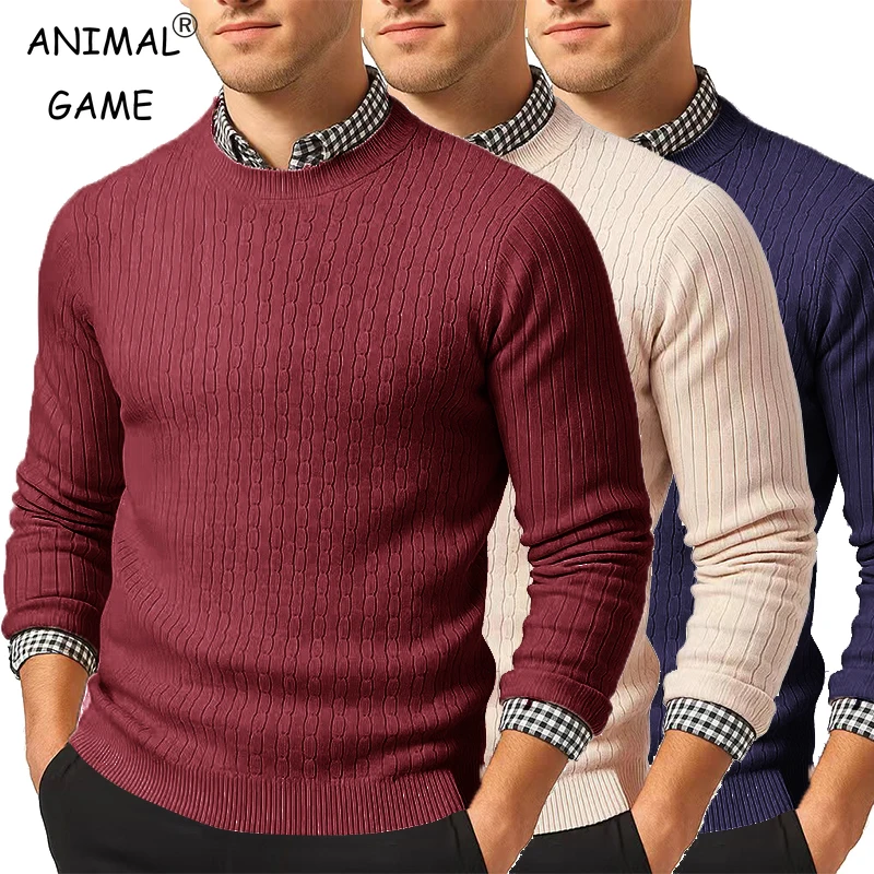 

Men's Crewneck Sweater Knitted Pullover Casual Soft Lightweight Long Sleeve Dress Sweater Autumn Breathable Slim Fit Sweaters