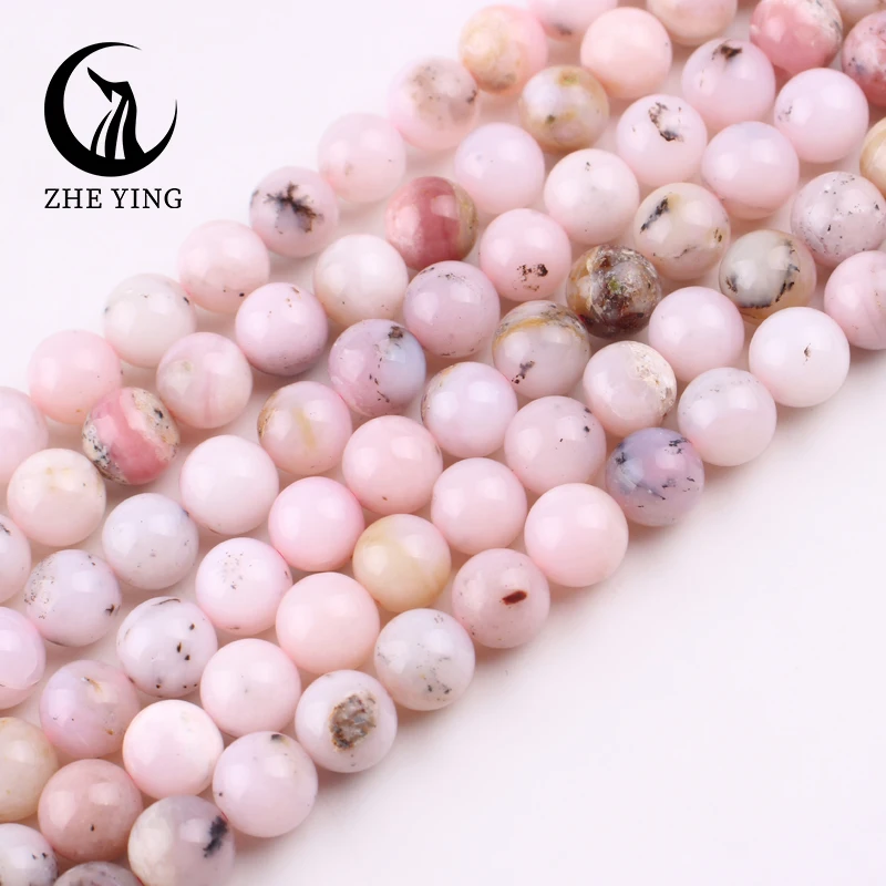 AAA Pink Opal Chalcedony Natural Stone Beads 6mm 8mm Round Loose Spacer Beads For Jewelry Making DIY Bracelets Accessories 15