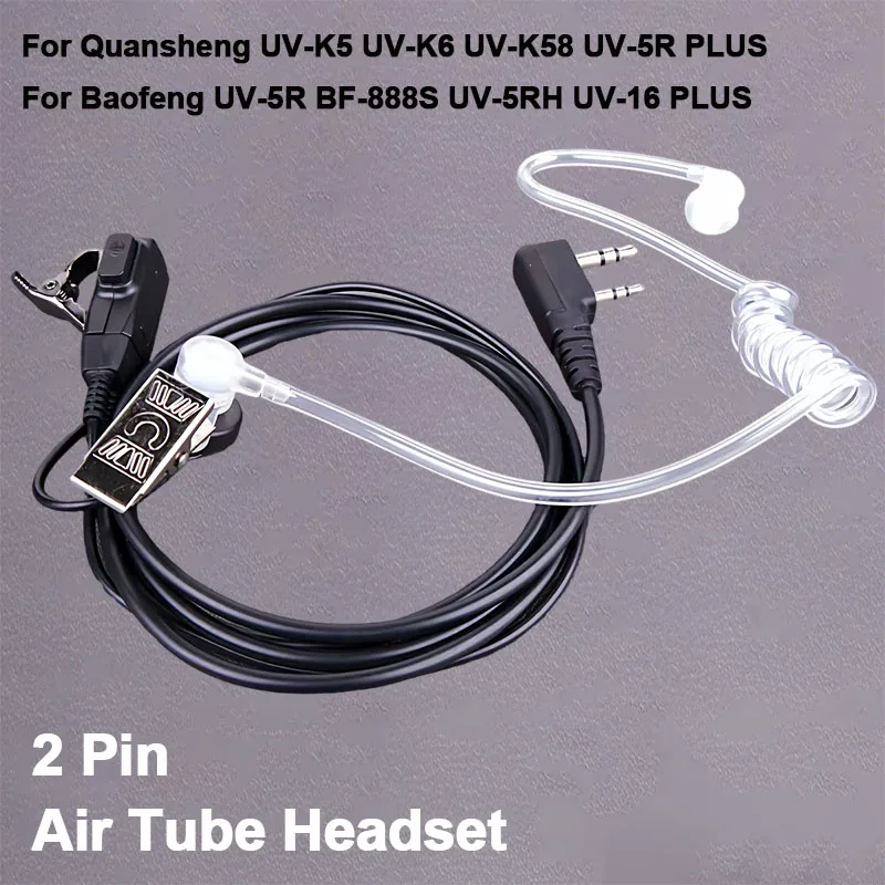 

Walkie Talkie Acoustic Air Tube Headset 2 Pin Earpiece Earphone For Quansheng UV-K5 UV-K5(8) Baofeng UV-5R BF-888S UV-5RH Radio