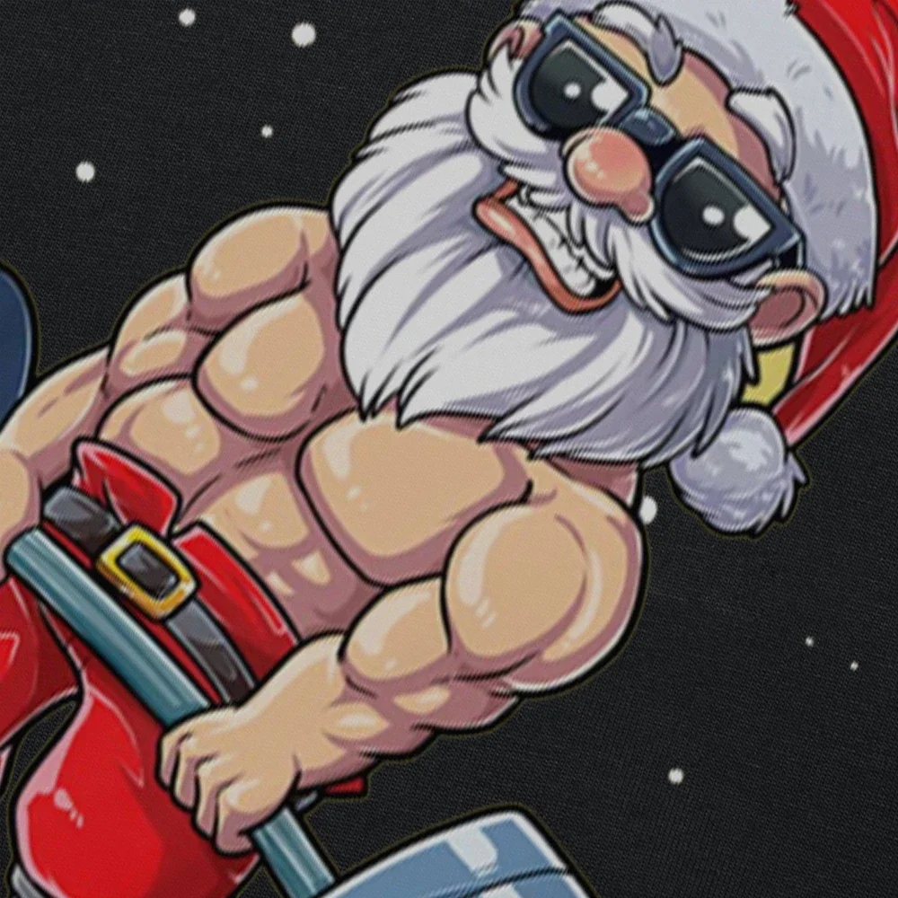 Fitness-Weihnachtsgeschenk, süßer Weihnachtsmann, Vintage-T-Shirts, kurzärmelig, Deadlift-Gym-Weihnachts-T-Shirts, Rundhalsausschnitt, Kleidung, lustiges Geschenk – Detail 4