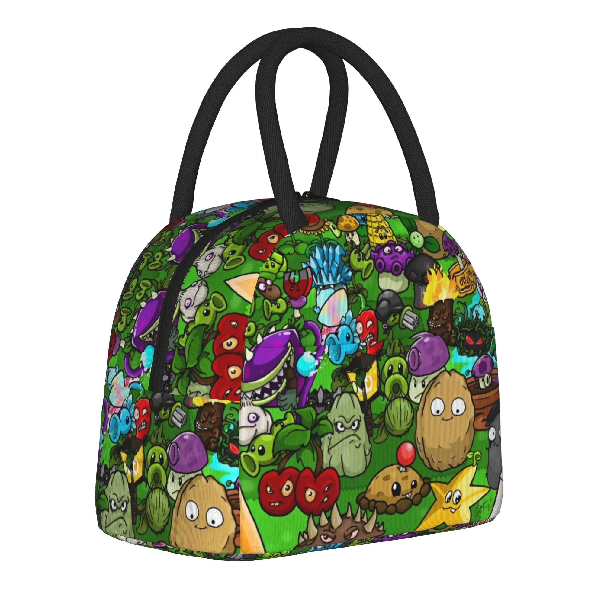 Plants-vs-Zombie cartoon games Thermal Insulated Lunch Bag for Work  Reusable Food Bag Men Women Cooler Thermal Food Box