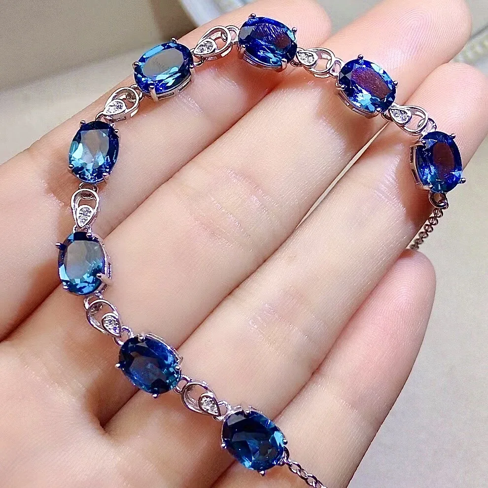 Fashion Sterling Silver Topaz Bracelet for Daily Wear 6mm*8mm VVS Grade Topaz Silver Bracelet  Gift for Woman