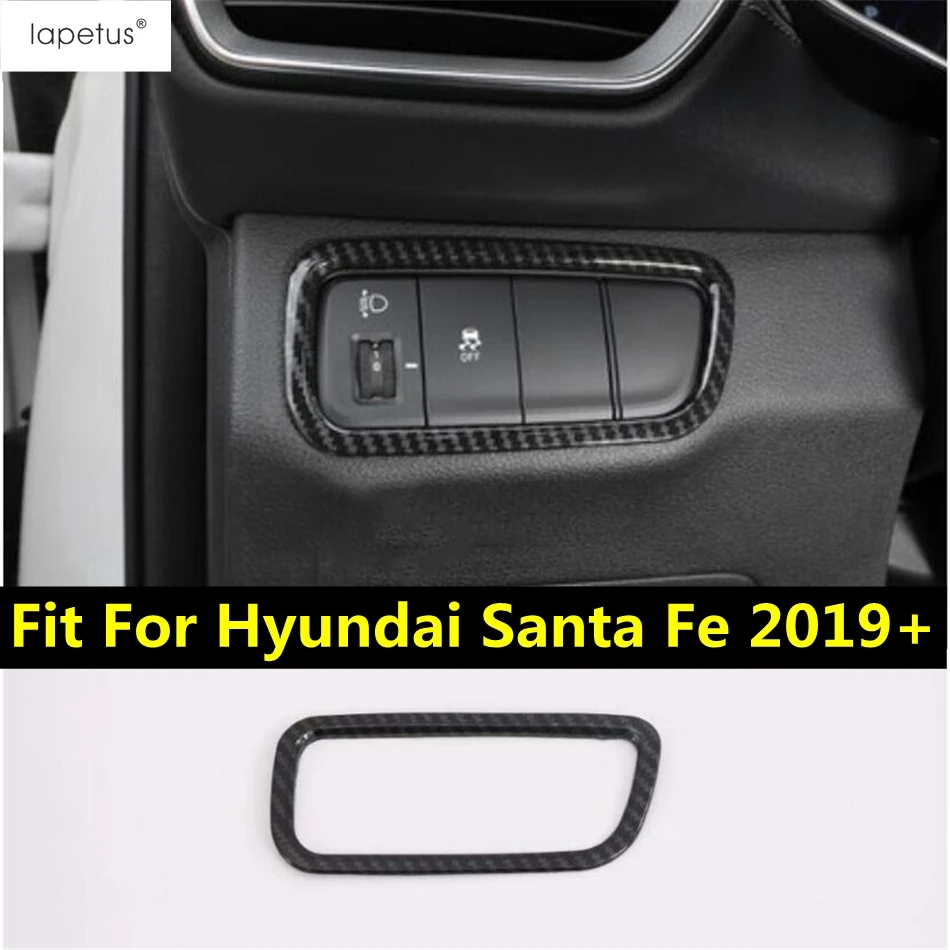 

Car Head Lights Lamps Switch Button Panel Cover Trim ABS Carbon Fiber Look Interior Accessories For Hyundai Santa Fe 2019 - 2023