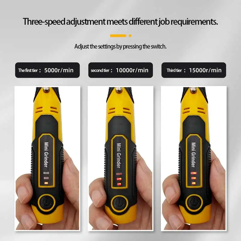 3,6 V kleine elektrische slijppen - Jadesnijwerk, polijsten en slijpen (Li-ionbatterij, opladen via USB en Type-C-poort)