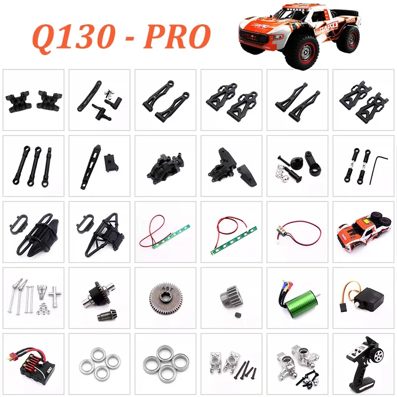 Q130 PRO RC Automotive Parts Turning Shaft Gear Bearing Pull Rod Steering Cup Swing Arm Motor Tire Screws Car Shell Support