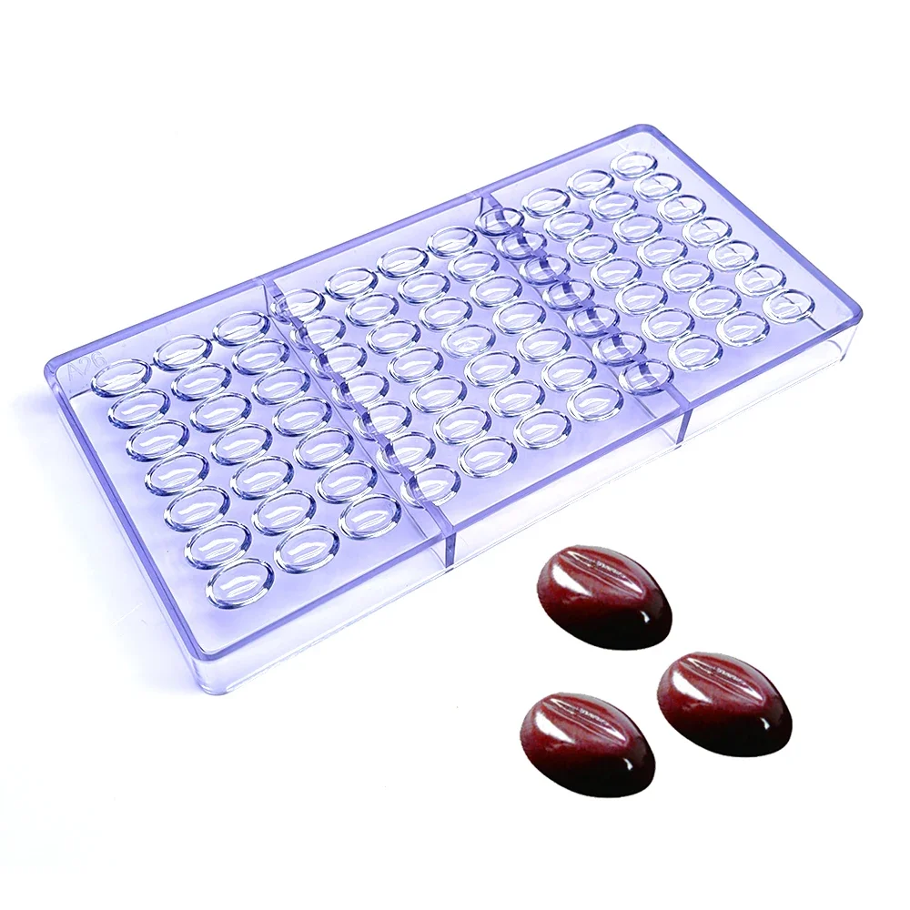 1 Pc Cocoa Bean Shape Polycarbonate Chocolate Mold, Reusable Bonbon & Confectionery Candy Making Mold for Home Bakery DIY