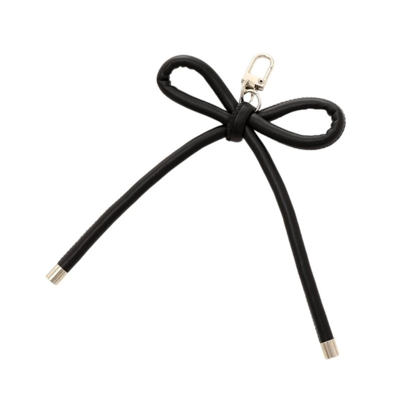 Practical Sturdy PU Leather Bowknot Keychain Charm Pendant for Bags and Phones in Trendy Aesthetic Ornament Q6RB