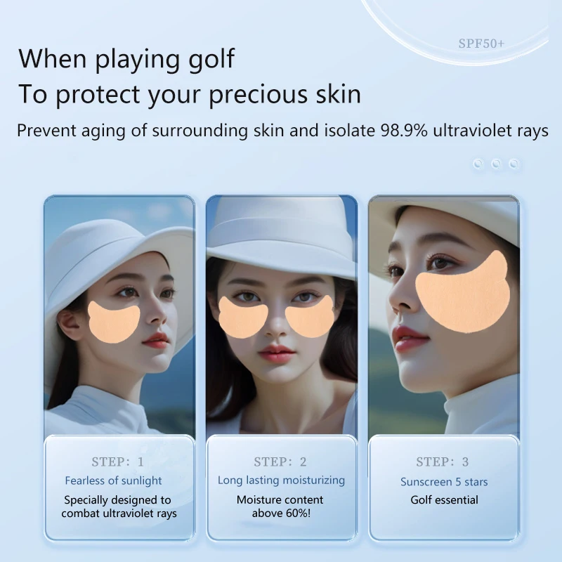 5 Paar Uv Face Patch Golf Zonwering Patches Hydraterende Ademende Bescherming Tegen De Zon Gezicht Patch Voor Golfen Strandreizen