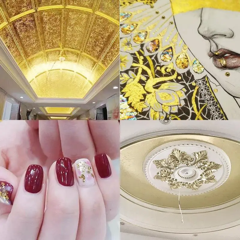 100pcs Imitation Gold Foil Paper Leaf Gilding For DIY Epoxy Resin Silicone Mold Jewelry Making Filling Decorate Handmade Crafts