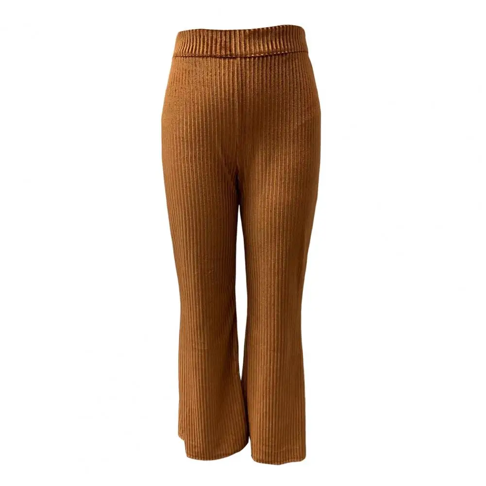 

Flared Leg Dress Pants Stylish Women's Corduroy Flared Pants with High Waist Elastic Band for Autumn Winter Solid for Daily