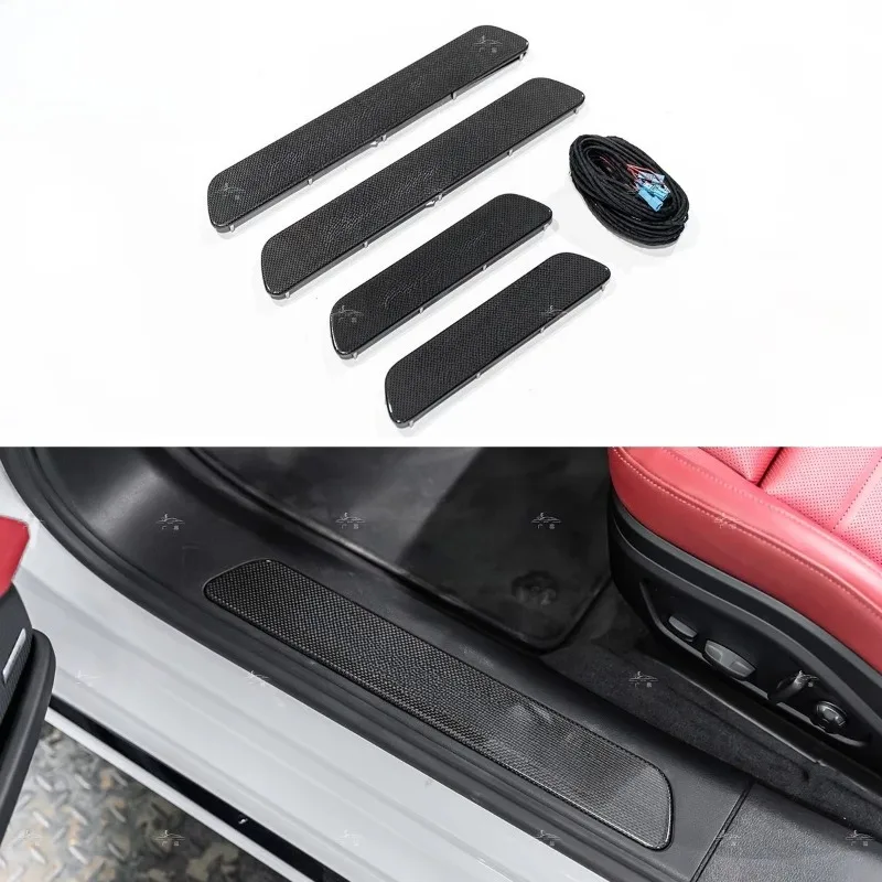 Car Welcome Door Sill Light Carbon Fiber Pattern Car Light Wiring-free Induction Phantom Atmosphere Light for 2017-2025 Panamera