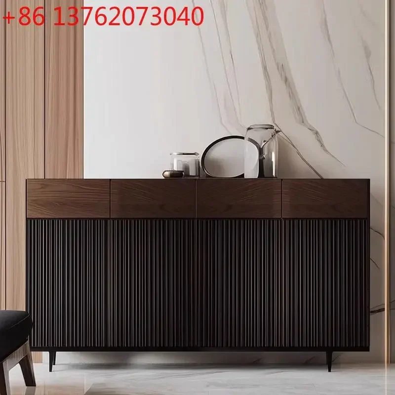 2026 minimalist solid wood shoe cabinet, new high-end retro locker at the door of the home, integrated side cabinet
