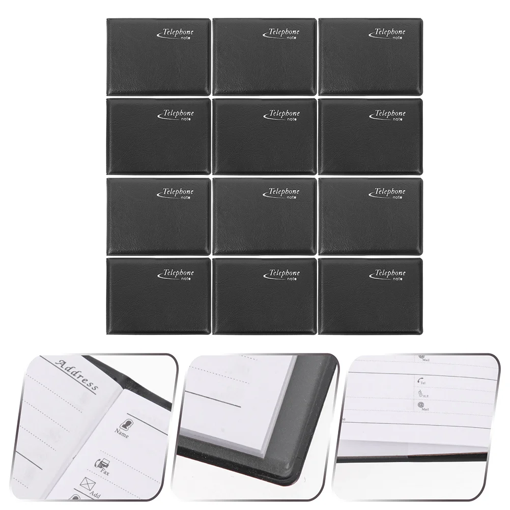 12 Pcs Mini Phone Book Address Books Black Small Tiny Pocket Notebook Hardcover Blank for Addresses