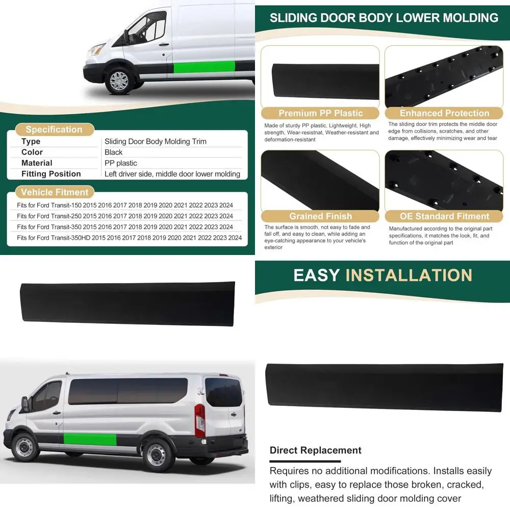 

Side Sliding Door Body Lower Molding Panel Fits for Ford Transit-150 Transit-250 Transit-350 Transit-350HD 2015 2016 2017 2018 2