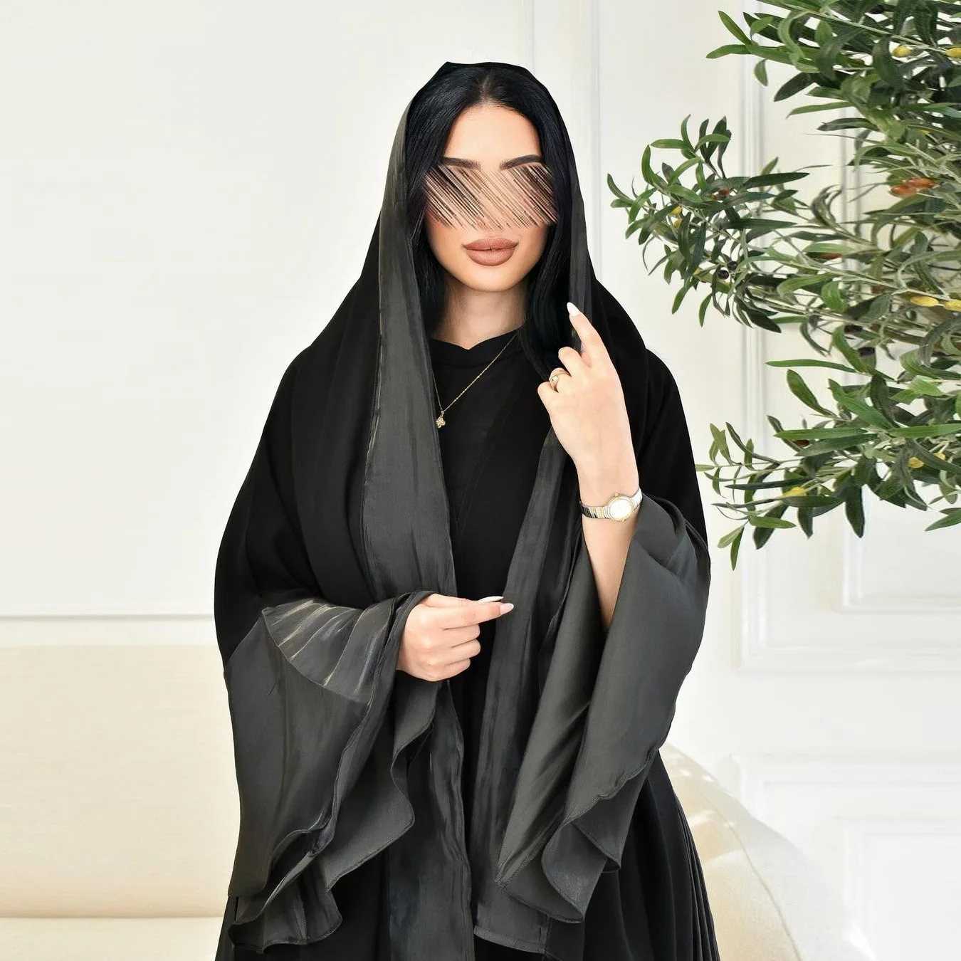 Ruffle Sleeve Eid Muslim Silky Abaya for Women Dresses Jalabiya Satin Long Robe Ramadan Morocco Dubai Abayas Kaftan Vestidos