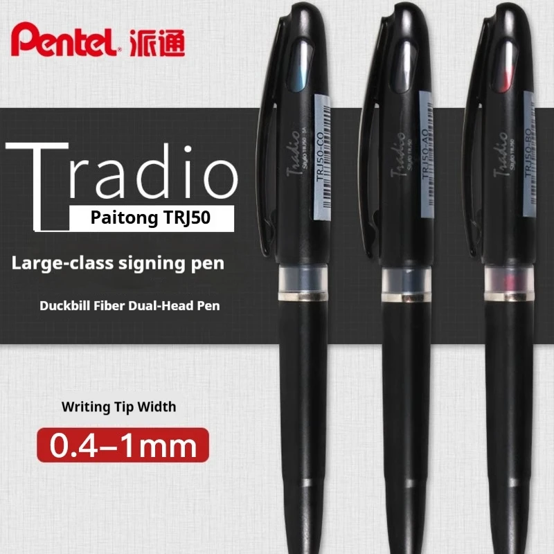 Pentel Tradio Stylo Sign Pen TRJ50,Flexible Nib Refillable Liquid Ink Pen,Blac/Red/Blue Ink For Manga,Illustration,OfficeWriting