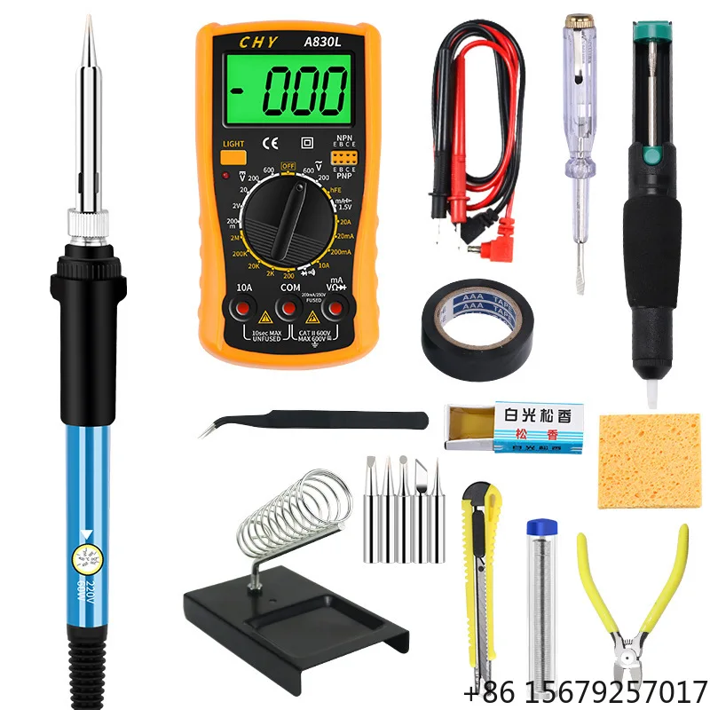 14点セット-電気はんだごて-マルチメーター-溶接キット-110v-220v-936-60w-調整可能-14点セット-冷却式はんだごてセット