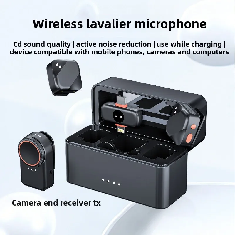 mobile phone camera live broadcast wireless collar clip microphone recording video AI intelligent noise reduction reverb