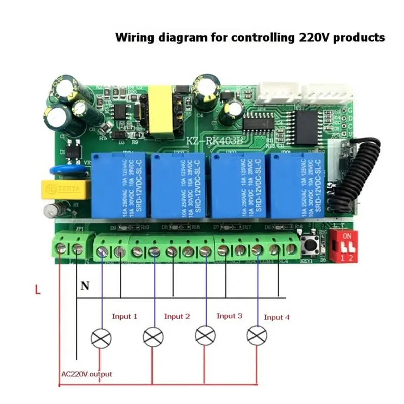 B27B AC 85V-256V 4 Channel Relay 10A 4CH RF Wireless Remote Control Switch System Mhz Transmitter And Receiver 433Mhz