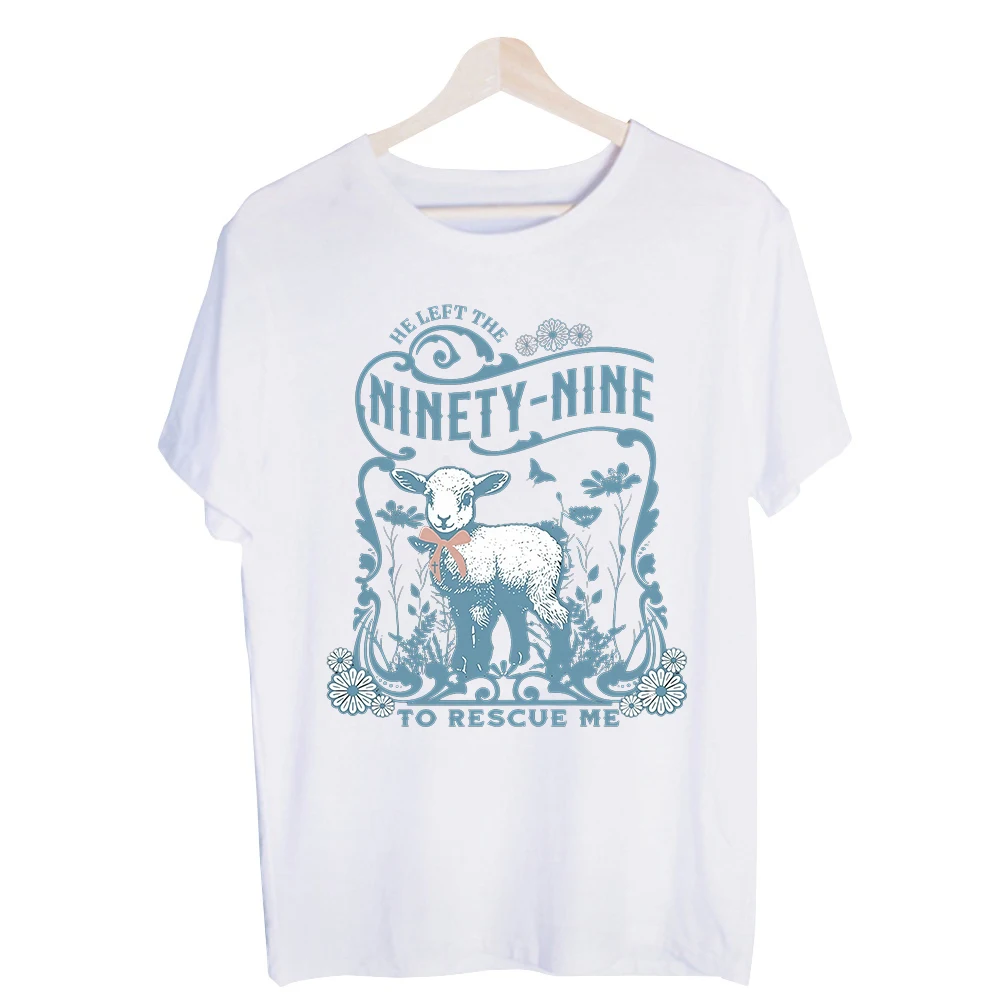 Men's Lamb and Typography Print Graphic Tee, Vintage Style Short Sleeve T-Shirt for Casual Daily Wear