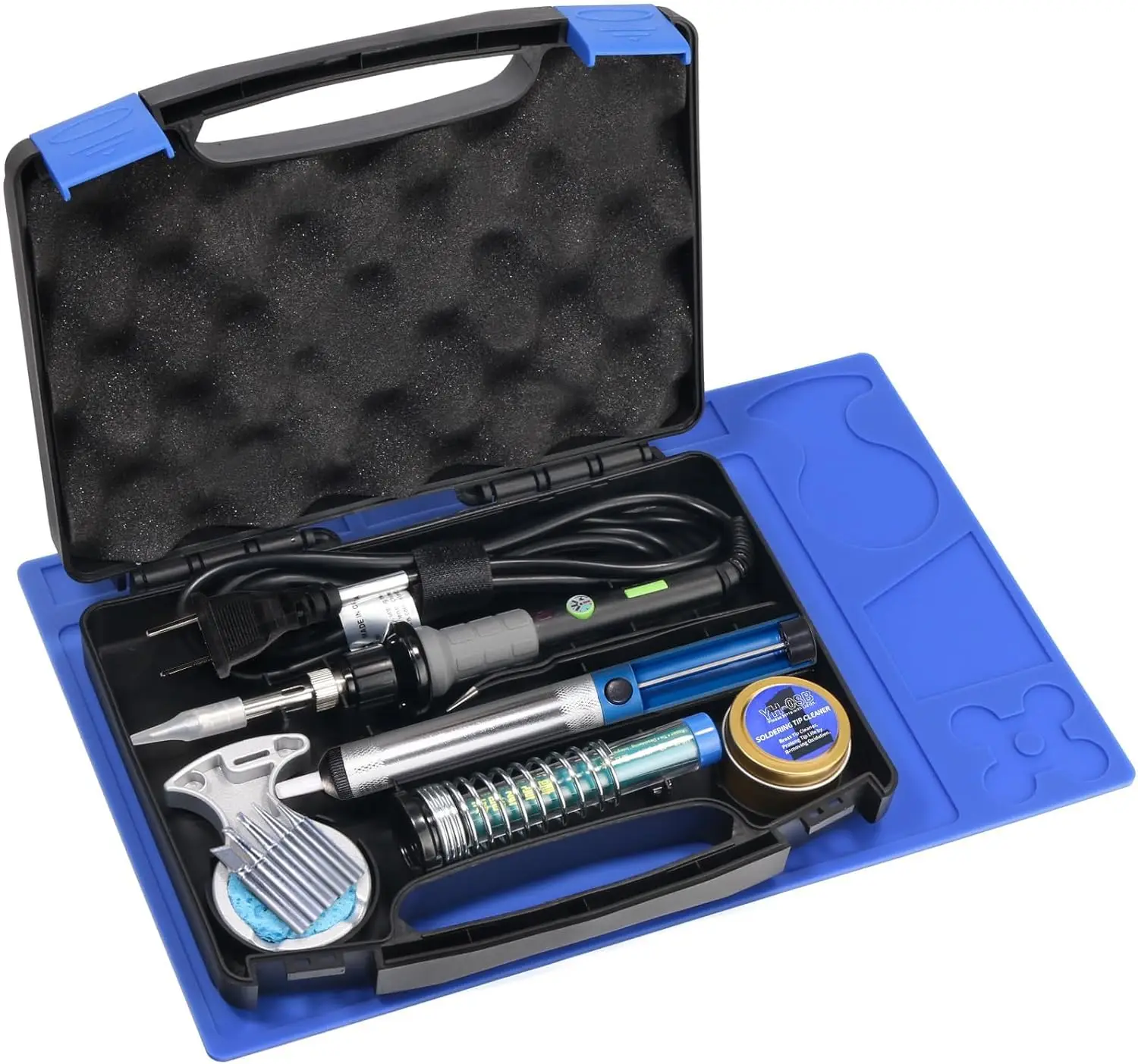 

947-V Soldering Iron Kit with 3 LED Lights, Temp Control, 5 Tips, Desoldering Pump, 60W