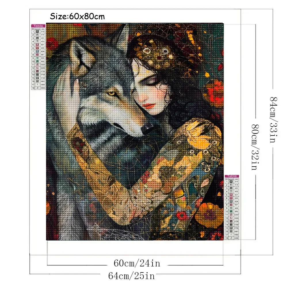 Woman And Wolf DIY 5D Diamond Painting Kits New 2024 Cross Stitch Kits Mosaic Diamond Embroidery For Home Decor