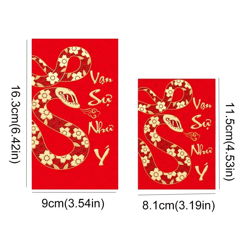 6PCS Vietnam 2025 New Year Red Envelope Blessing Spring Festival Snake Pattern Money Envelope HongBao Money Bags