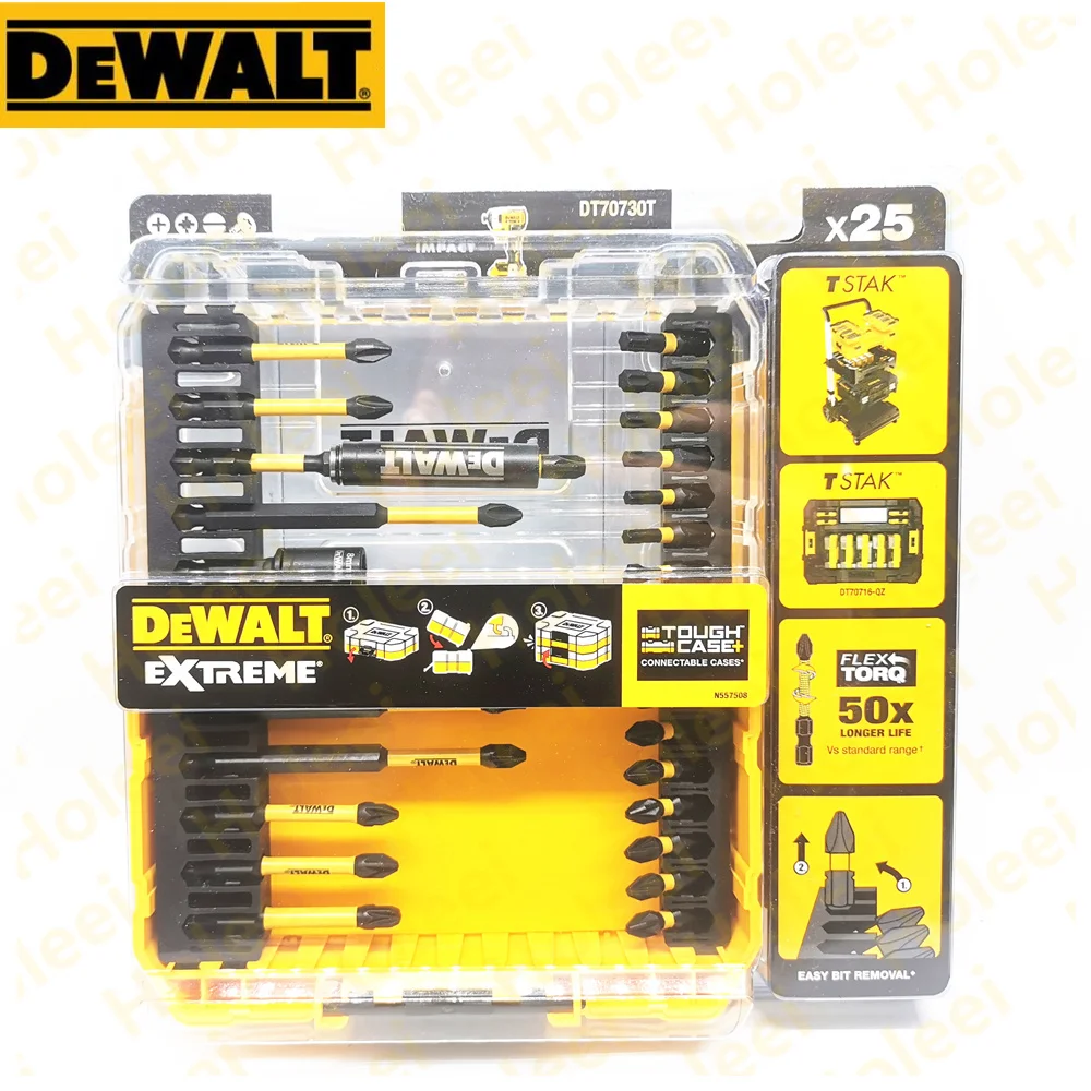 

DEWALT 25PCS Bit Set Bits Holder Slotted Screwdriver Cross Screwdriver Spline Bit PH2 PZ2 PZ3 SL6 T20 T25 T30 Power Tool Parts