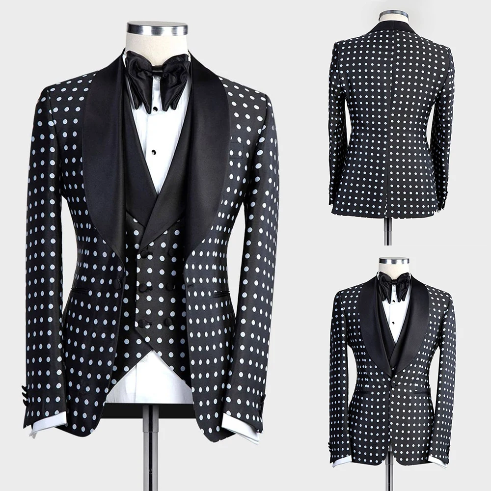 Fashion Men Suits Tailor-Made Tuxedo 2 Pieces Jacket and Vest Blazer Wedding Party Singer Groom Costume Homme Black