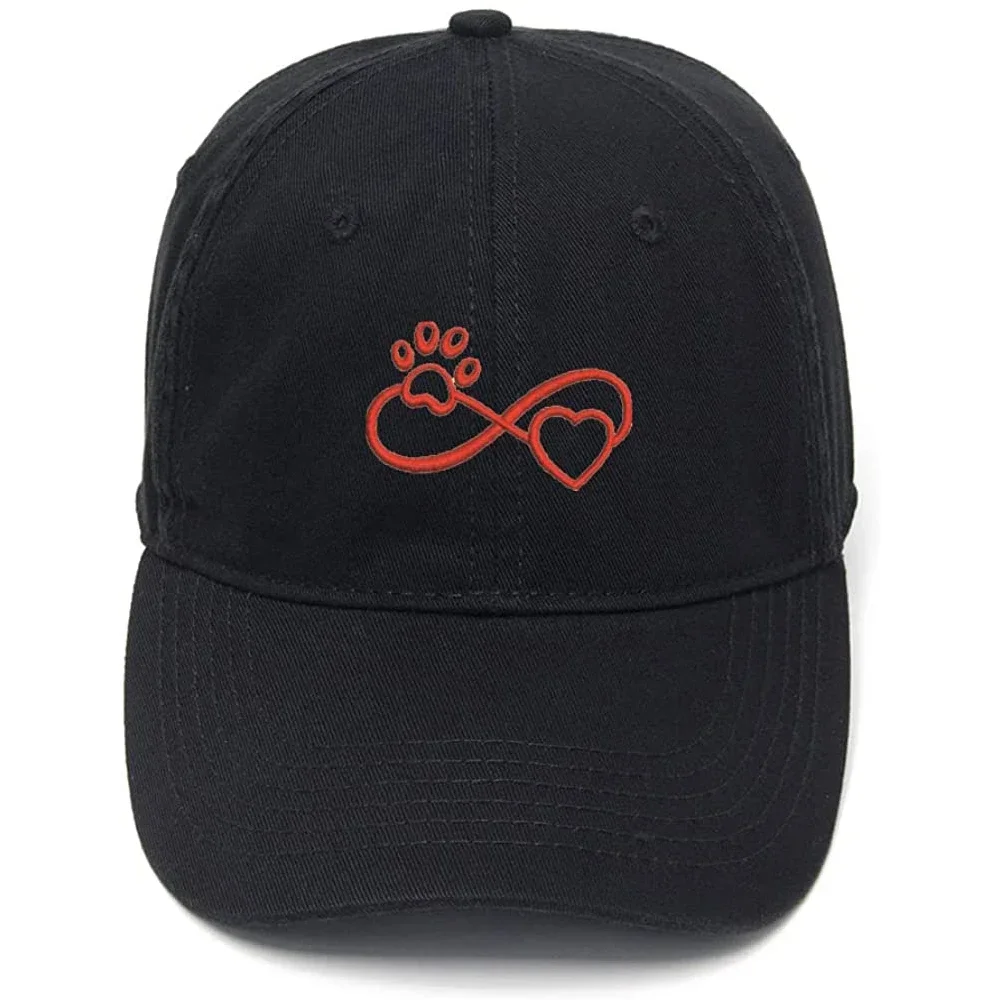 Lyprerazy Men's Baseball Cap Paw LOVE Heart Embroidery Hat Cotton Embroidered Casual Baseball Caps