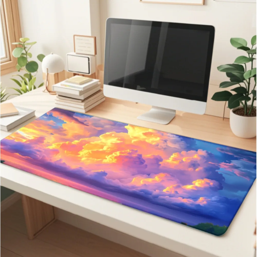 With the stunning sunset sky and colorful cloud patterns, a non-slip bottom, workstation decoration, and gaming accessories
