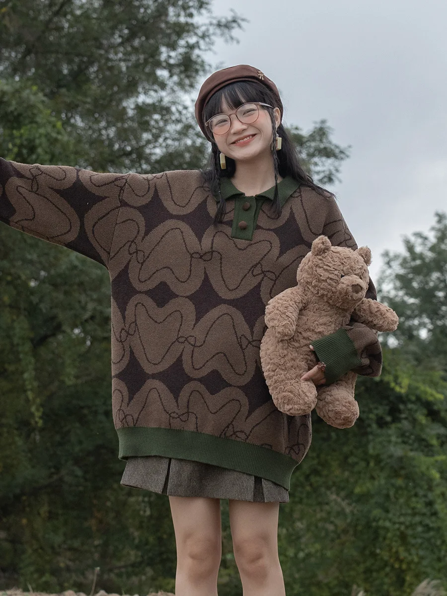 

Женская вязаная кофта свободного кроя Pinkdog Studio, осенне-зимняя теплая верхняя одежда, вышитый базовый слой, 100% хлопок