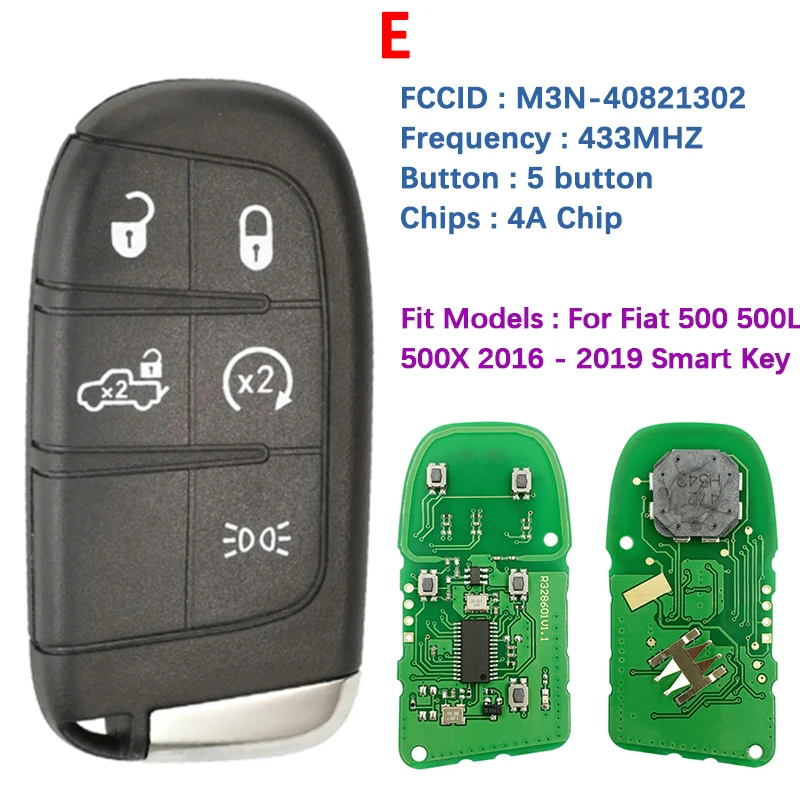 CN017029 Aftermarket Smart Key For Fiat 500 500L 500X 2016-2019 Keyless Remote Fob 434MHZ FCCID 85B83D62 PCF7953M 4A Chip