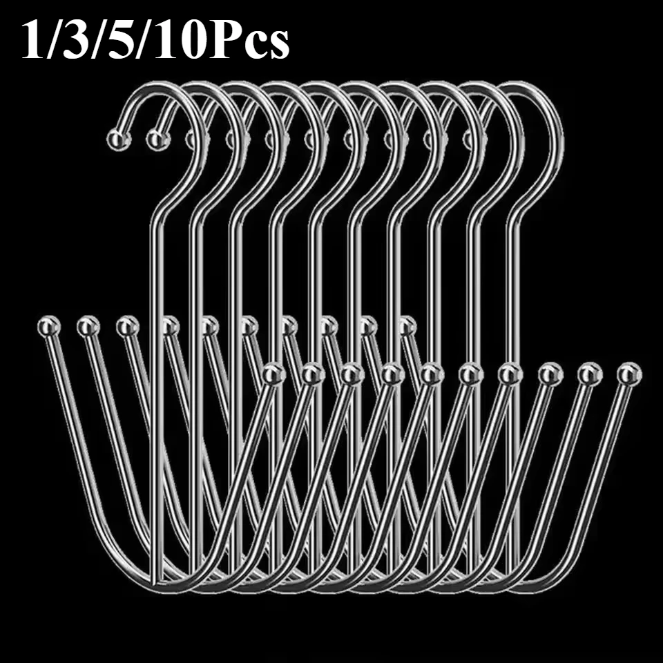 1/3/5/10Pcs New Stainless Steel Shoe Drying Rack Hanging Windproof Drying Shoe Hook Space Saving Shoe Rack