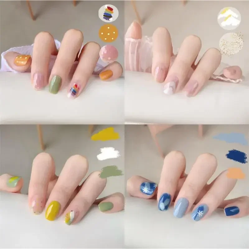 Semi-uitgeharde gelnagels kunststickers mode effen kleur manicure sticker UV LED-lamp gel nagelstickers nagelsticker decoratie