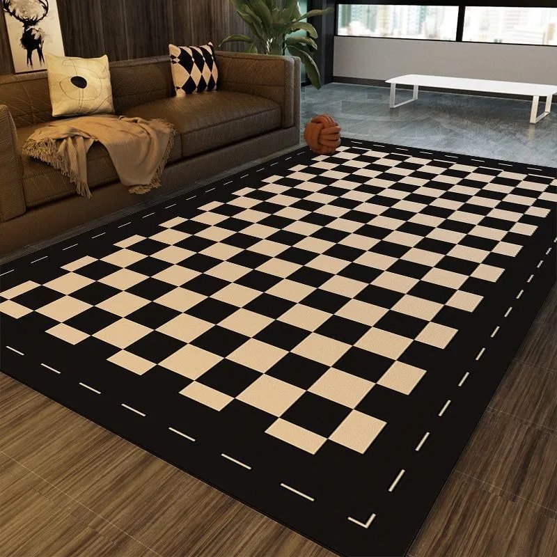 

Geometric Area Rug Series Sleek Checkerboard Abstract Pattern Floor Mats For Living Spaces Modern Interior Aficionados