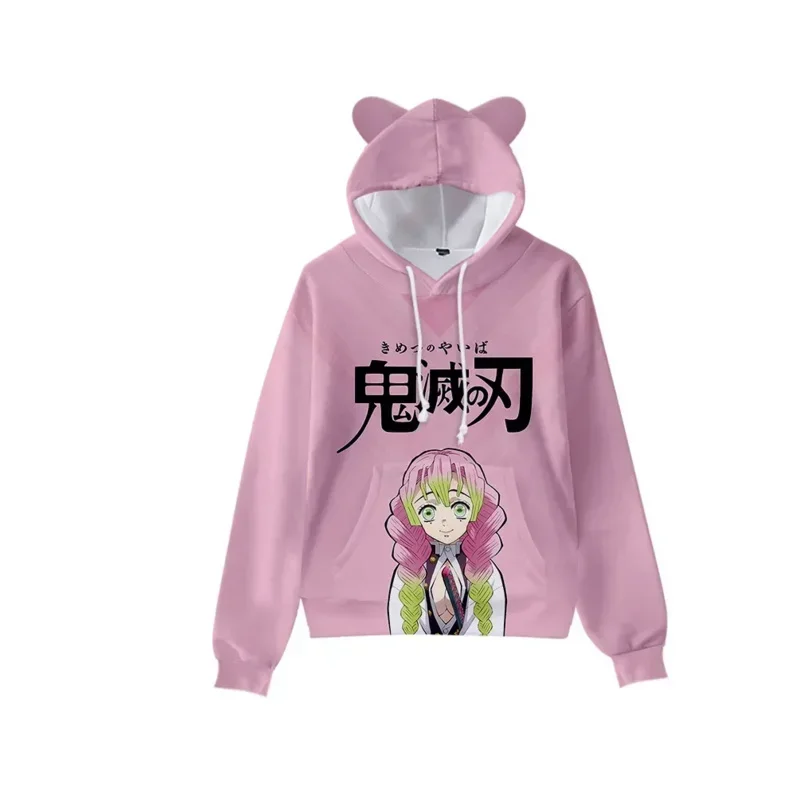 QQ8 Anime Demon Slayerเด็กHoodieวัยรุ่นBoys Girls Kimetsuไม่มีYaibaคอสเพลย์Kawaii CatหูPullover Hooded Jacket Children5Lk¥