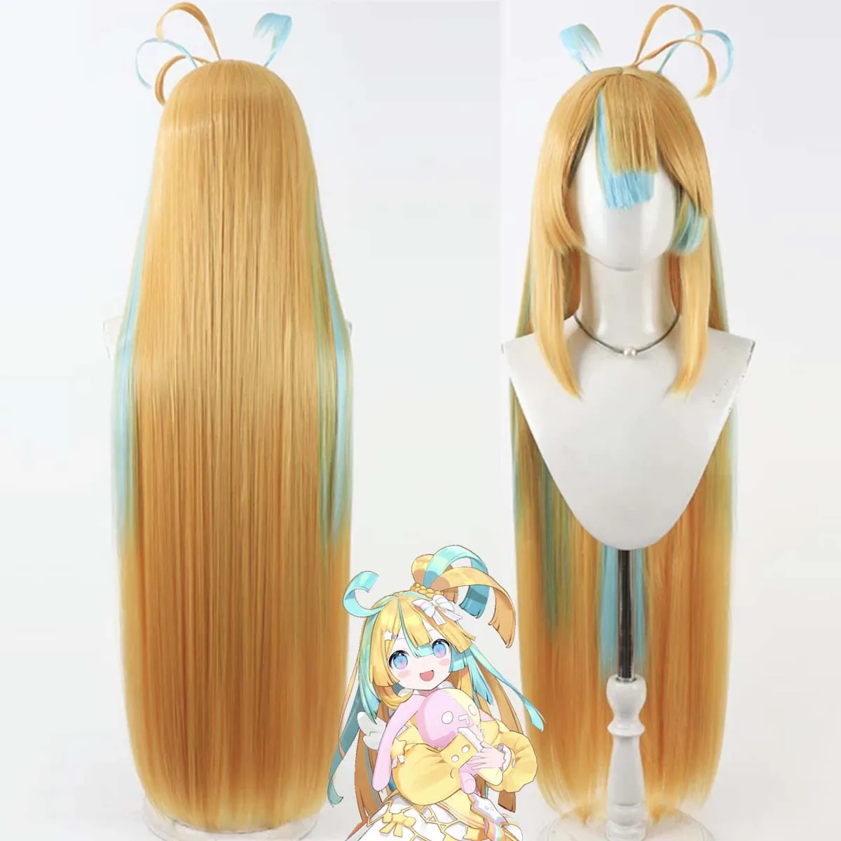 Women Virtual YouTube Vtuber Amakawa Hano Cosplay Long Orange Heat Resistant Synthetic Hair Wig